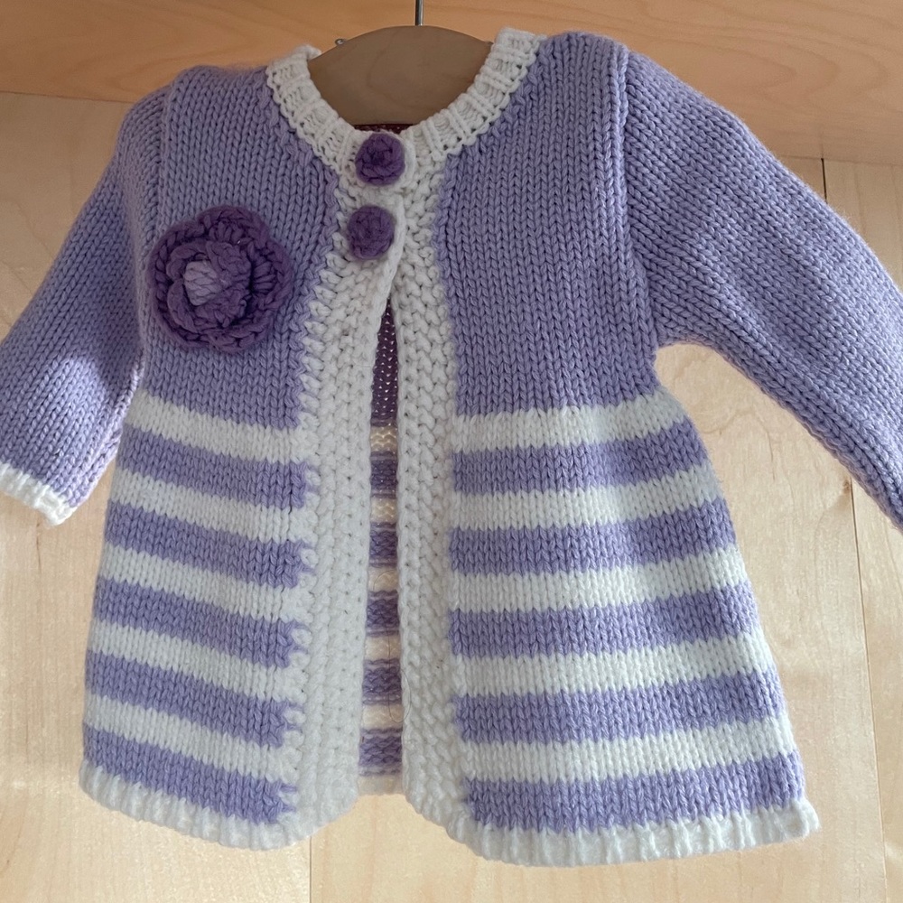 NWT: Huggalugs purple baby sweater.